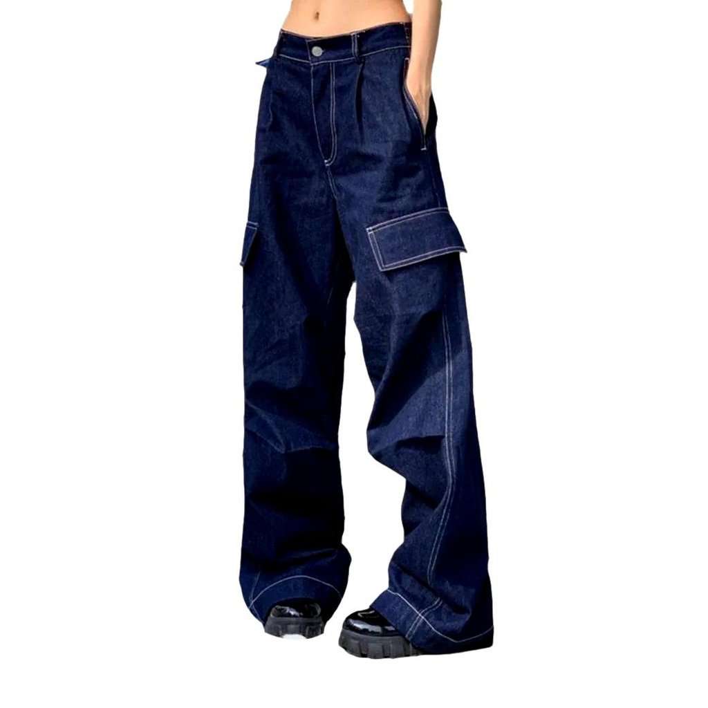 Monochrome cargo women baggy jeans