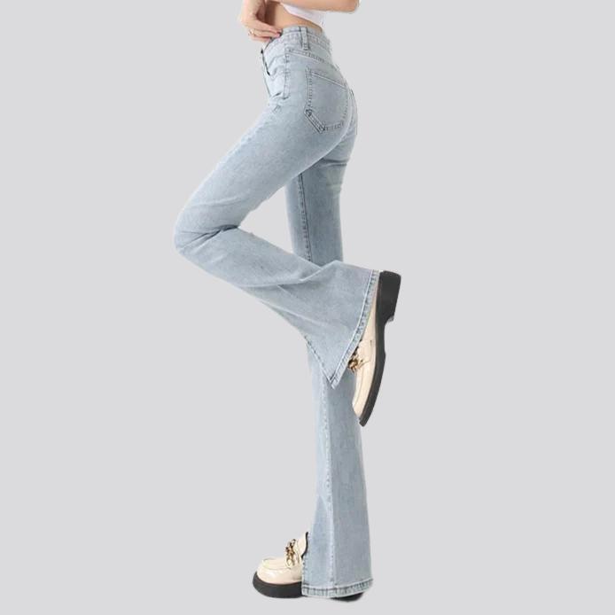 Stonewashed high-waist jeans for women