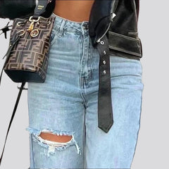 Straight-leg ripped women jeans