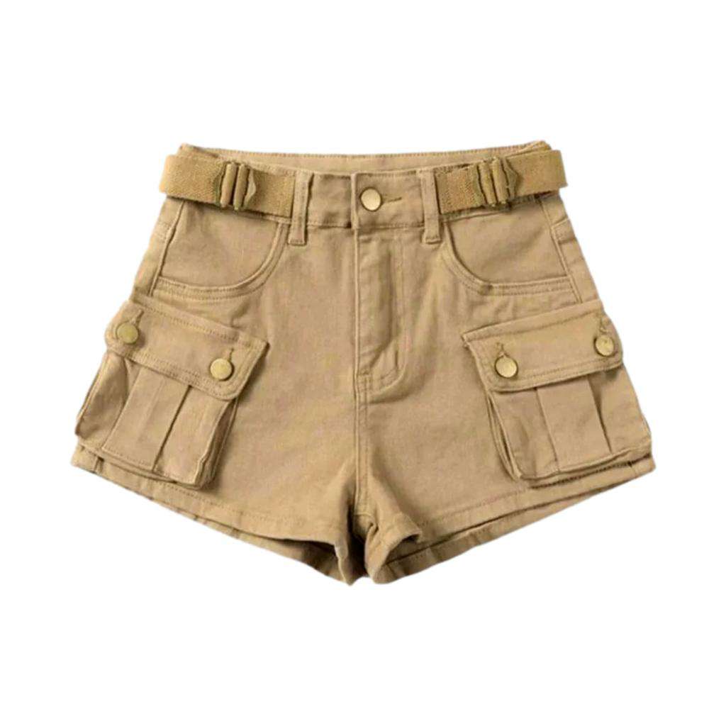 Cargo color women denim shorts