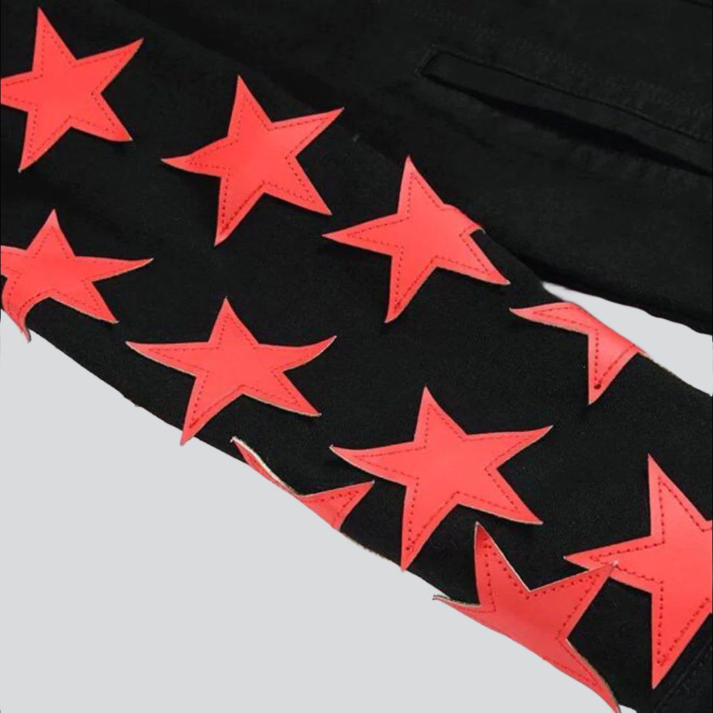 Red stars black denim jacket