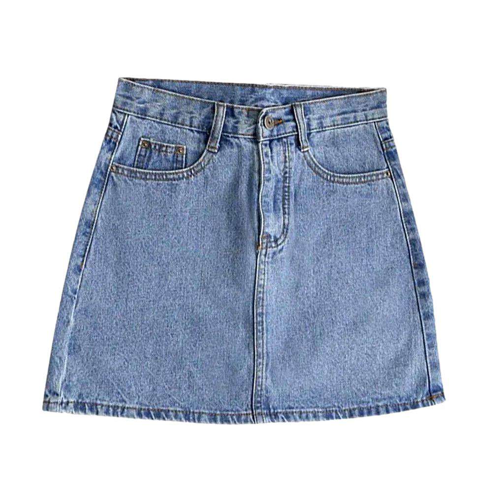 High waist casual denim skirt