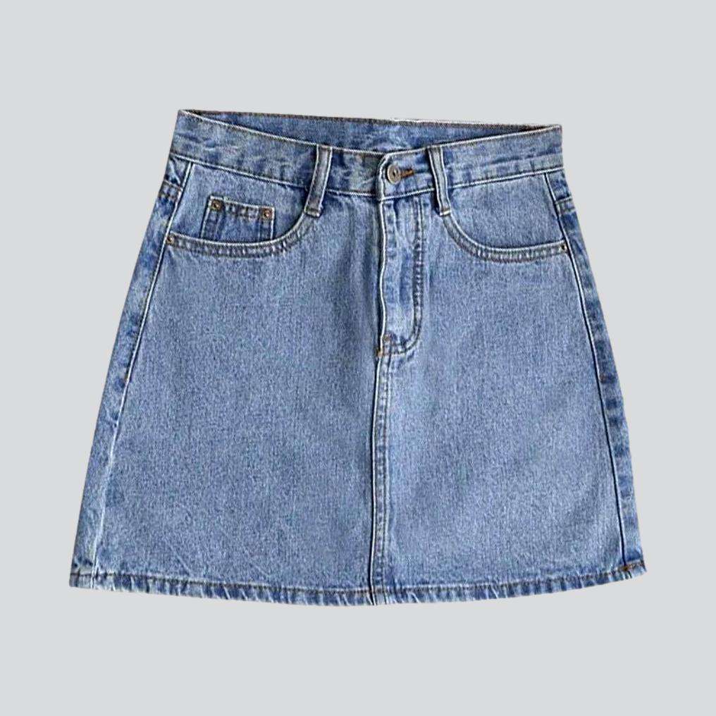 High waist casual denim skirt