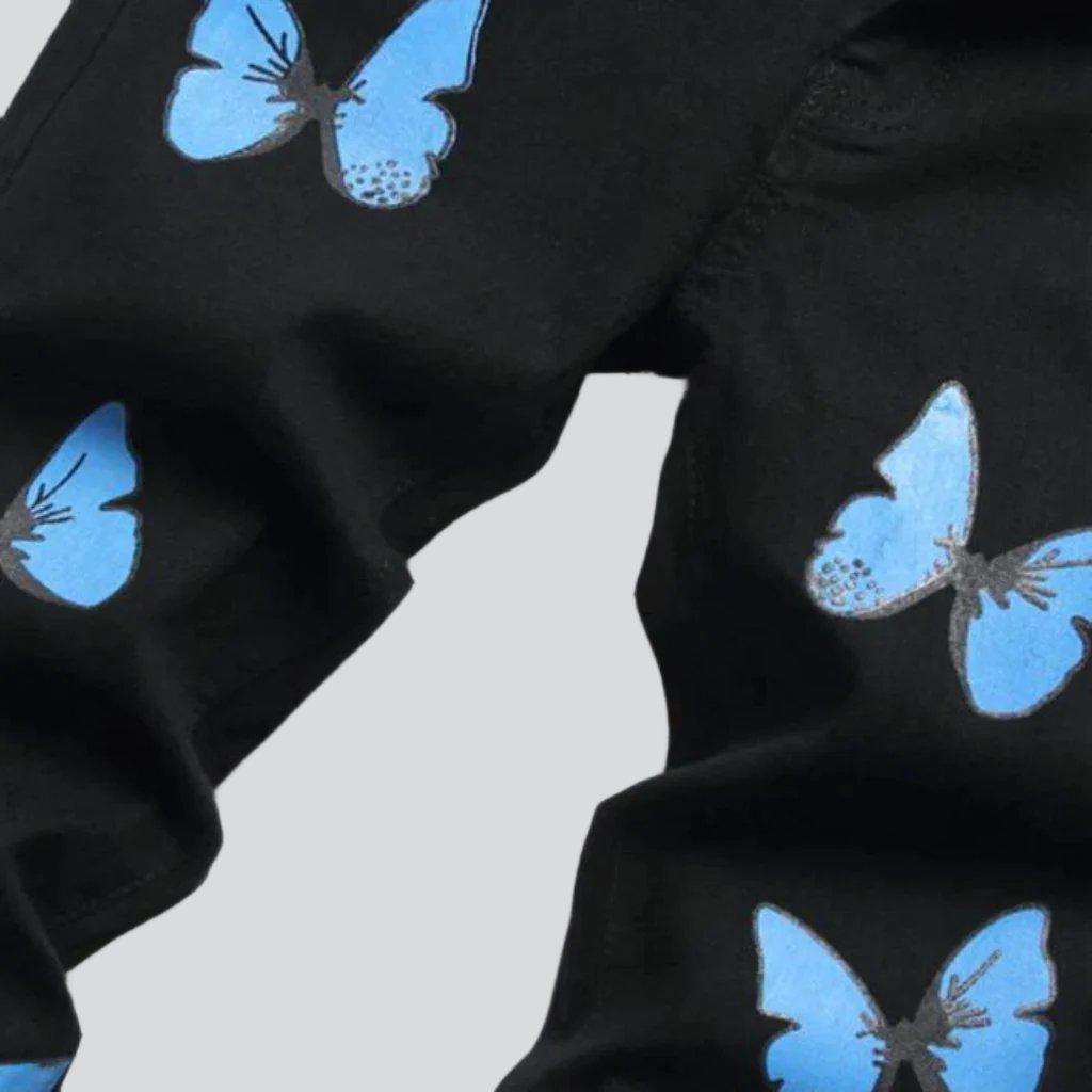 Blue butterfly print men jeans