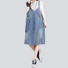 Oversized side pocket denim dress