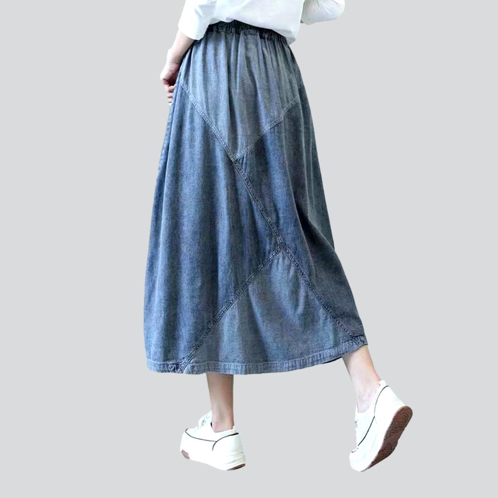 Patchwork cargo long jeans skirt