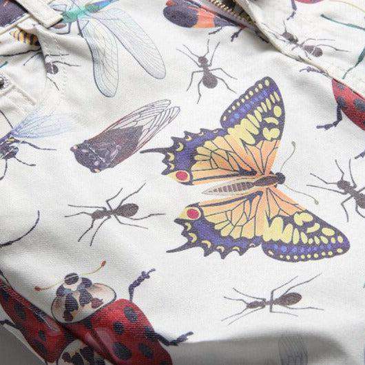 Insect print white men jeans