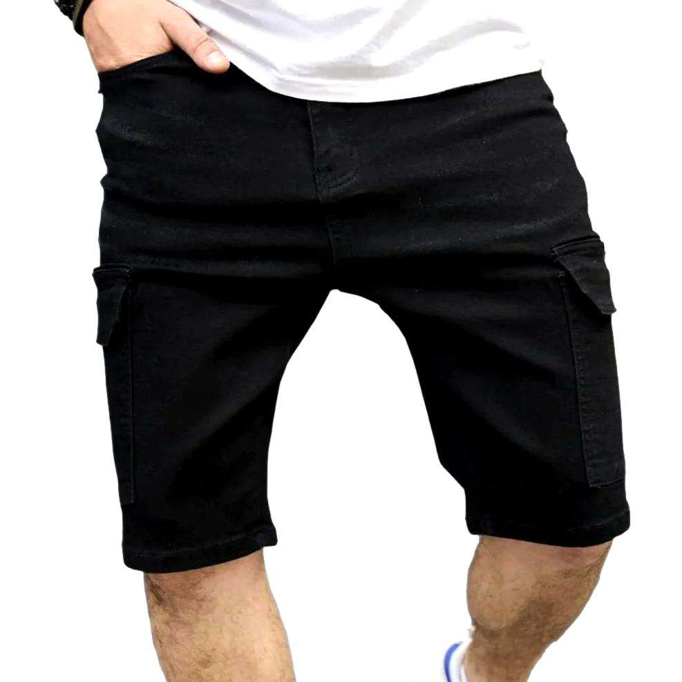 Cargo black men denim shorts