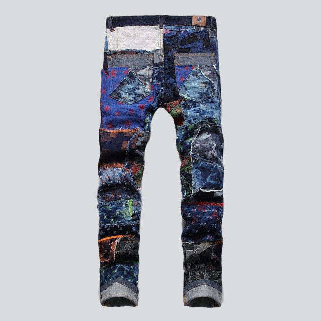 Color patchwork jeans for men