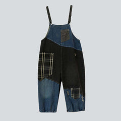 Checkered pocket women denim dungaree