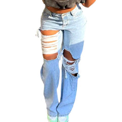 Grunge women distressed jeans