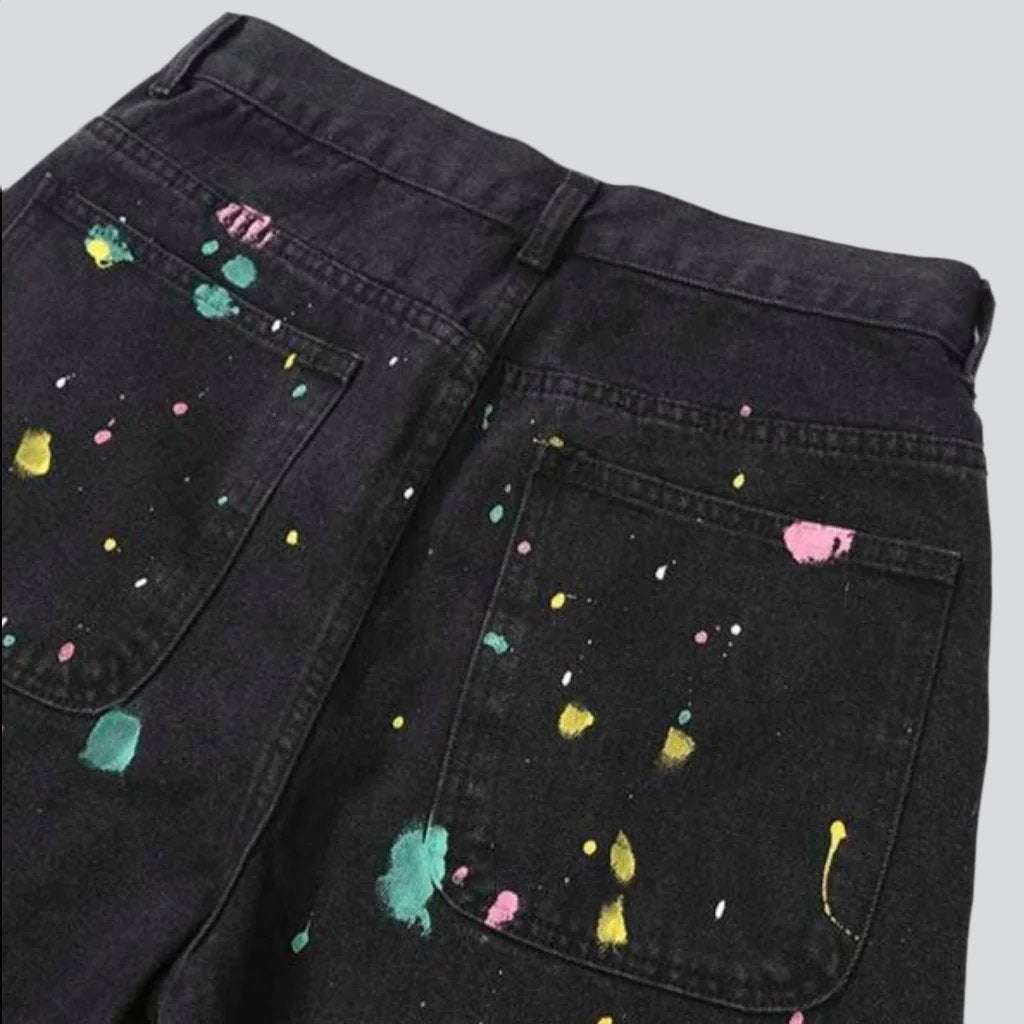 Pantalones cortos vaqueros con bordado de patchwork de colores