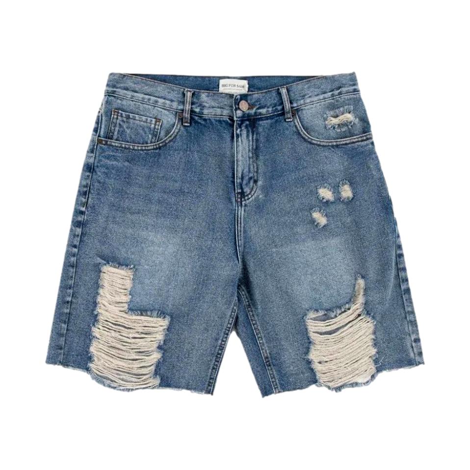 Straight distressed jeans shorts for ladies