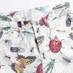 Insect print white men jeans