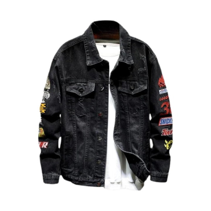 Racing-Jeansjacke mit Patches