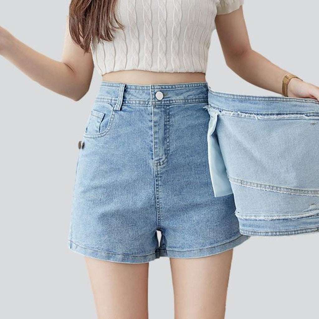 Asymmetric mini women denim skort