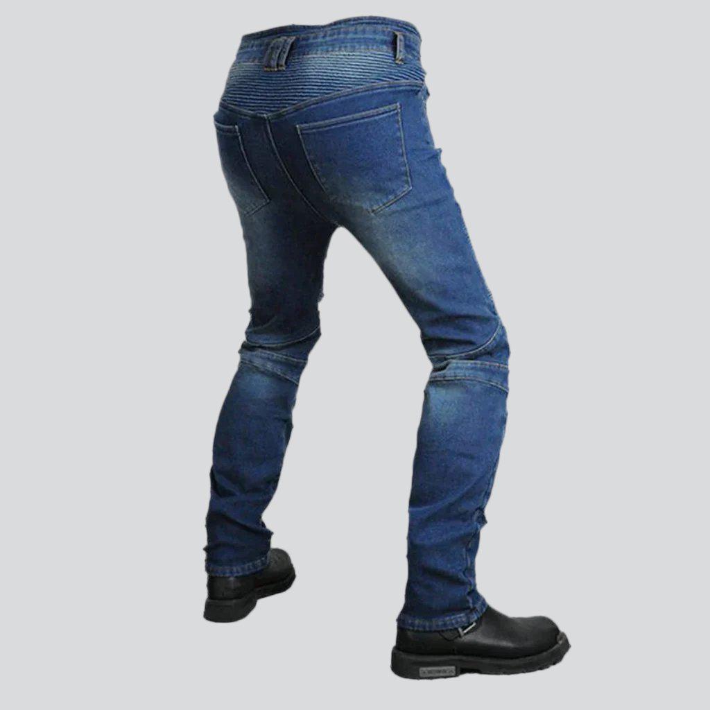 Winter warm men biker jeans