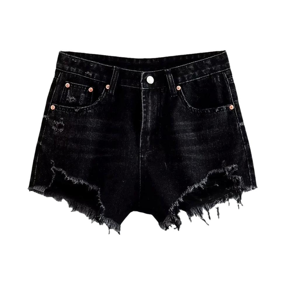 Shorts vaqueros anchos y desgastados de estilo urbano