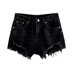 Streetwear wide distressed jean shorts