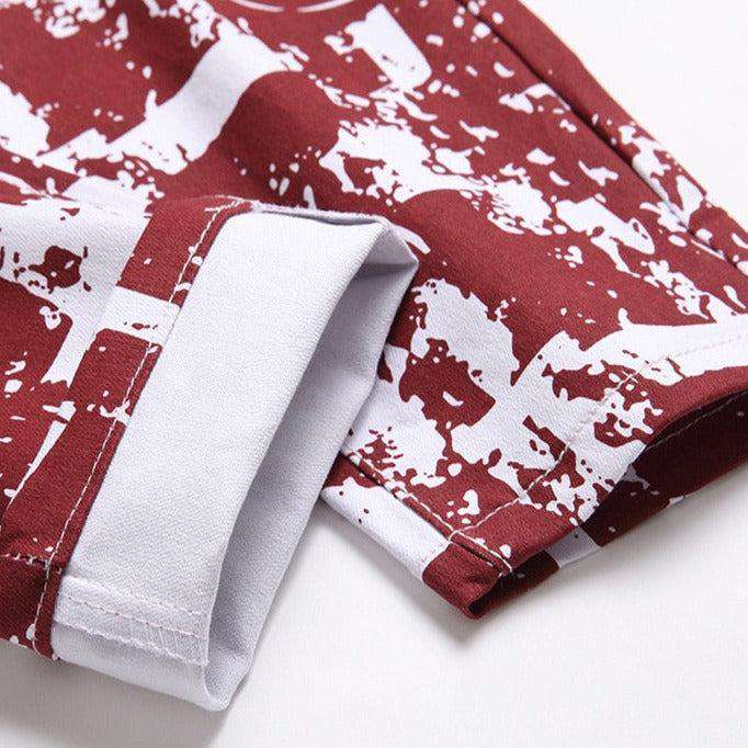 Weiße Herrenjeans mit Bordo-Print