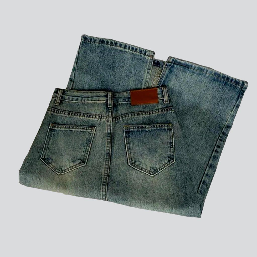 Retro-Jeansrock in A-Linie mit Schlitz