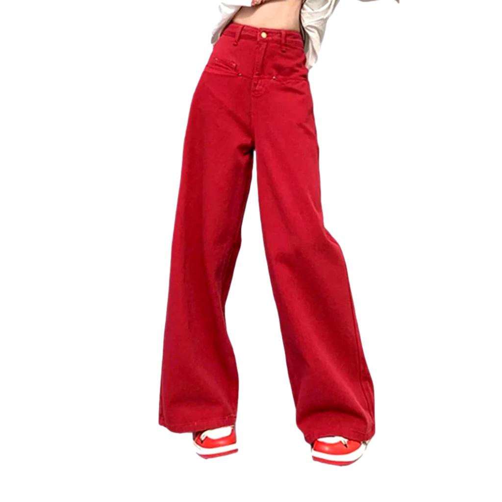 Red baggy jeans for women