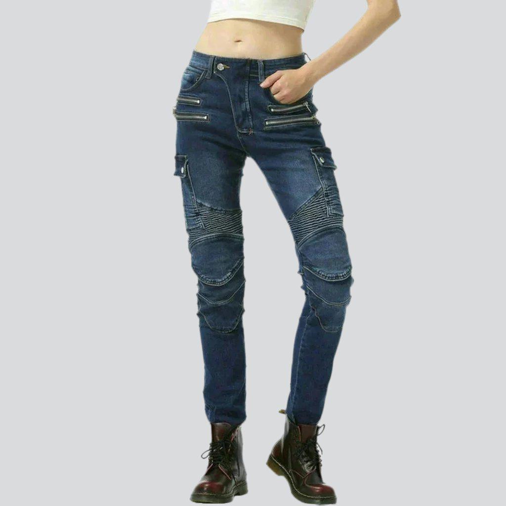 Protective women biker jeans