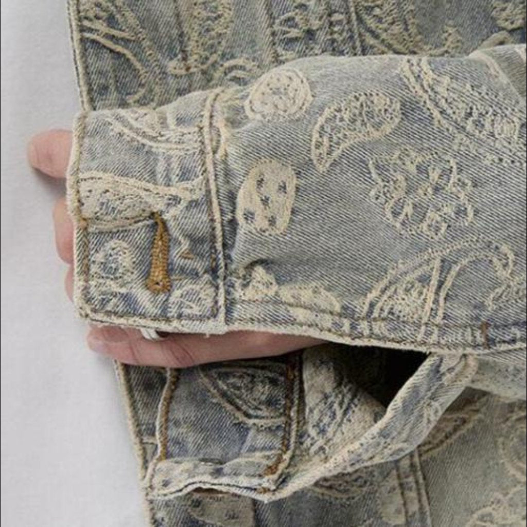 Distressed vintage denim jacket for men