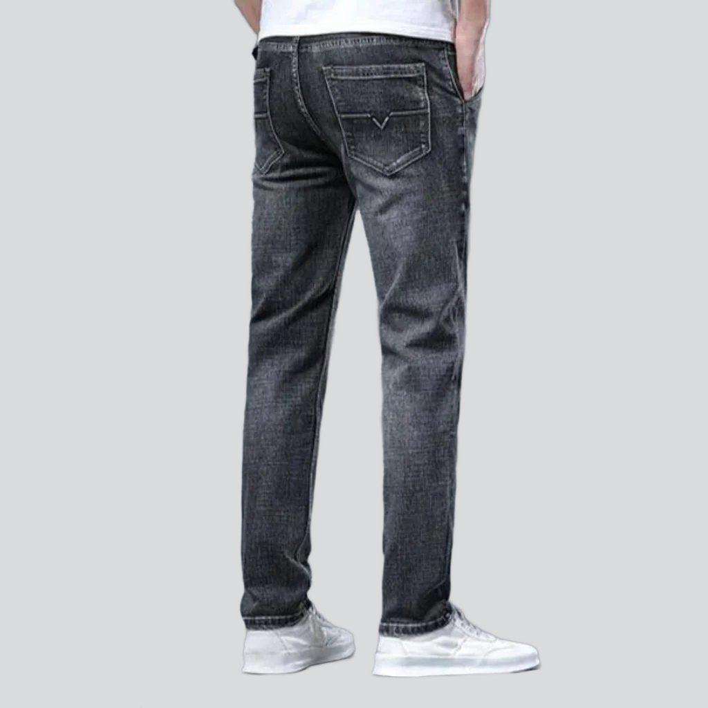 Diagonal pocket men slim jeans