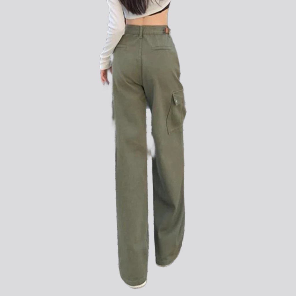 Color cargo women jean pants