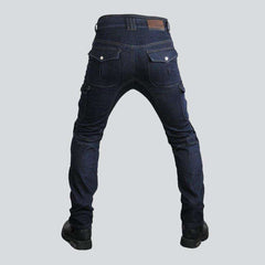 Dark blue men motorcycle jeans