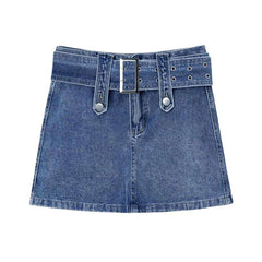 Mini-Jeansrock mit Gürtel