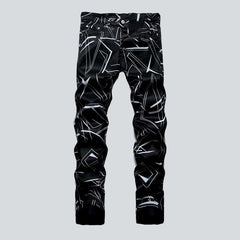 Graphic print men skinny jeans