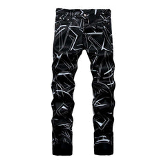 Graphic print men skinny jeans