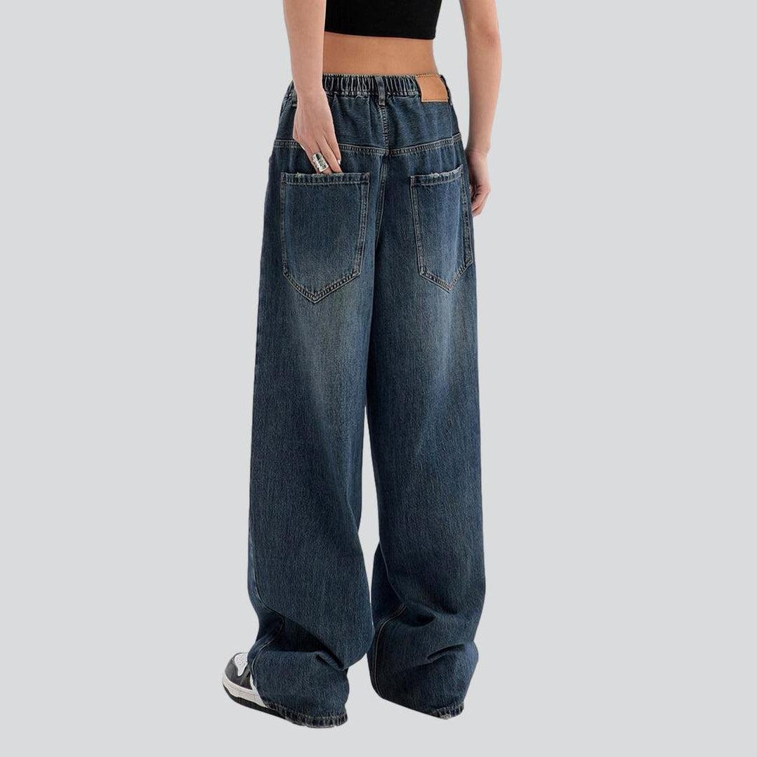 Women baggy jeans with drawstrings