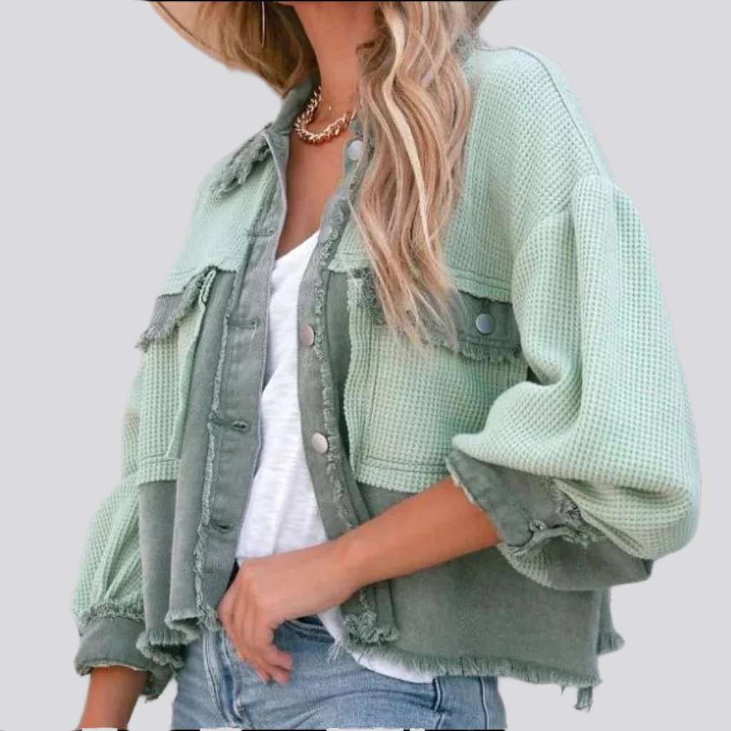 Layered cropped denim jacket