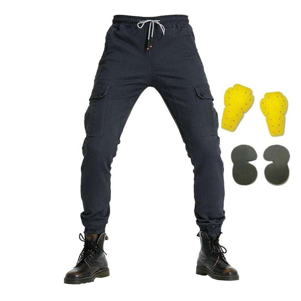 Elastic waist biker denim pants