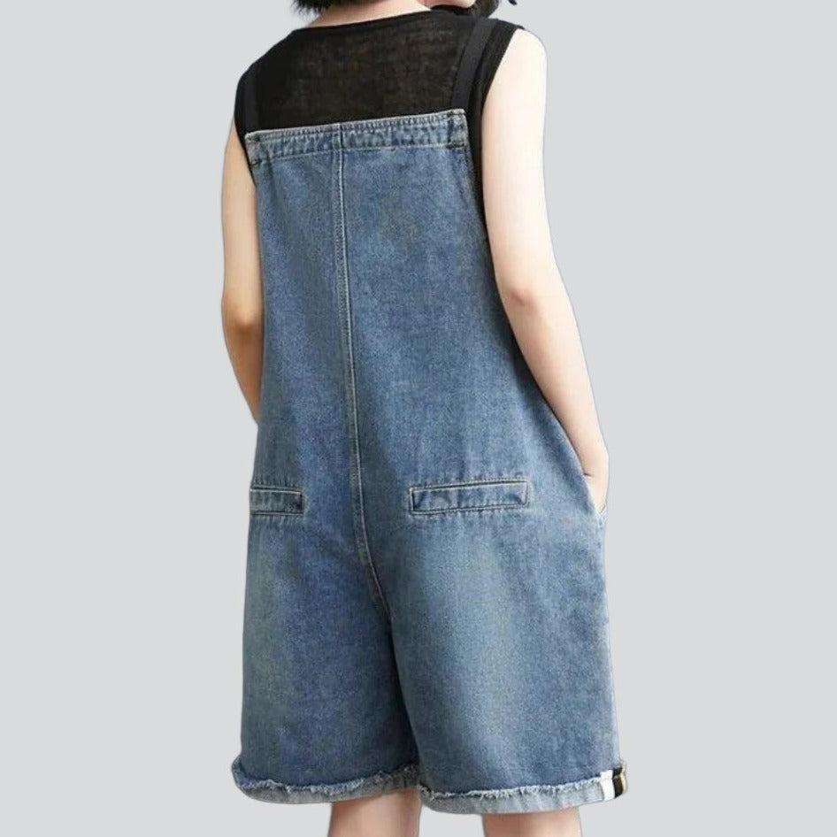 Front zipper women denim romper