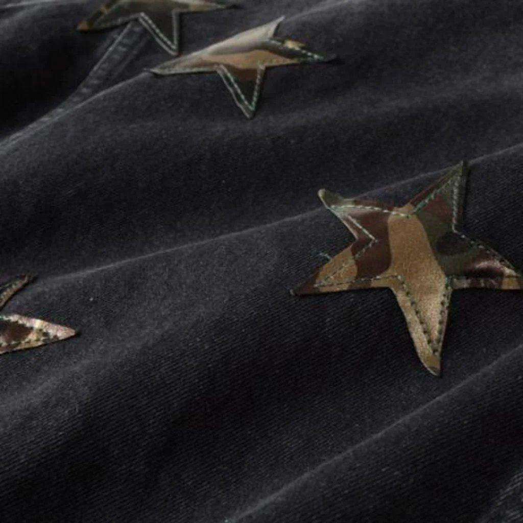 Camouflage stars black denim jacket