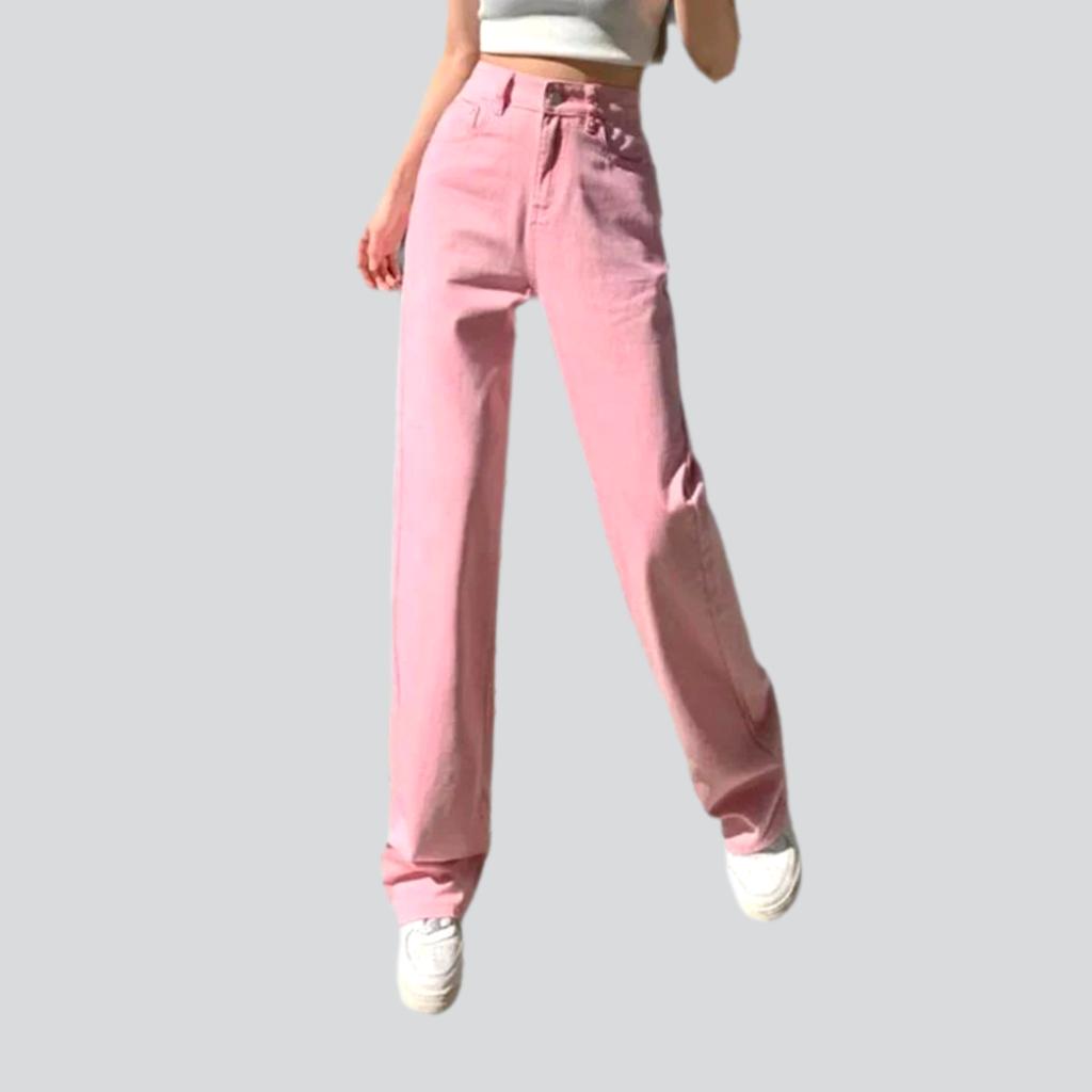 Retro color straight women jeans