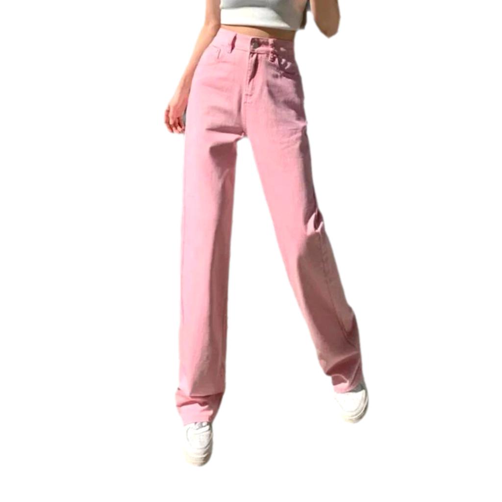 Retro color straight women jeans