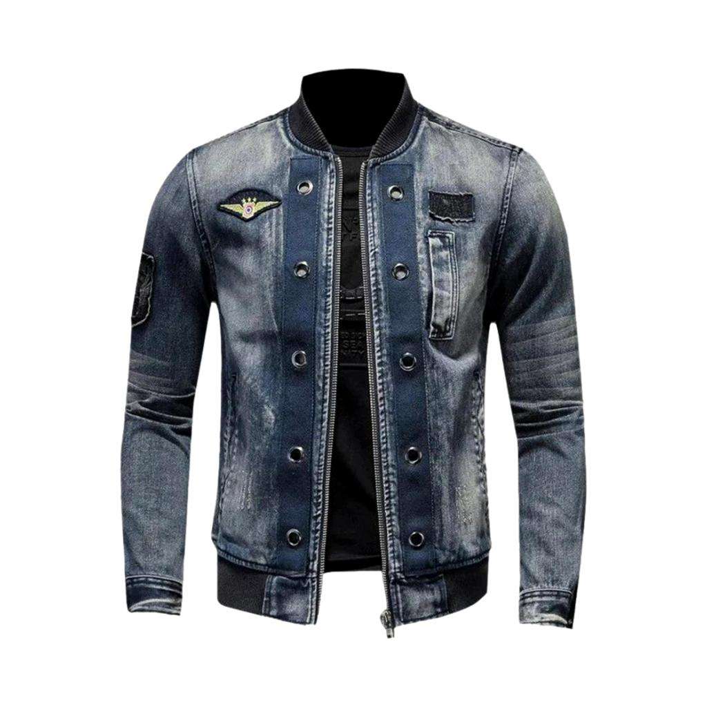 Chaqueta vaquera biker con parches