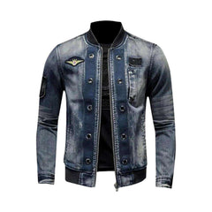 Biker-Jeansjacke mit Patches