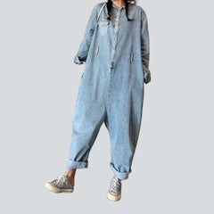 Light wash baggy women overall