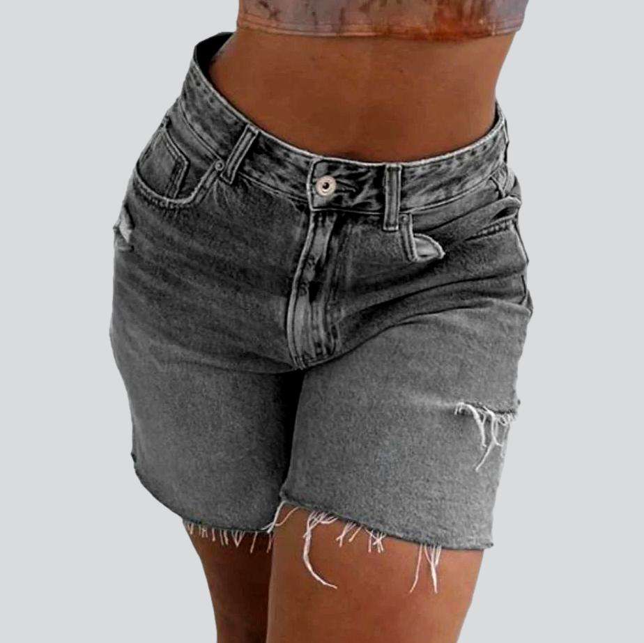 Shorts vaqueros con corte en la pierna para mujer