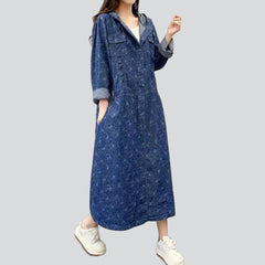 Streetwear hooded denim dress