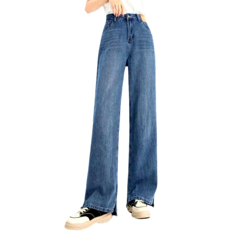 High-waist bottom women slit jeans