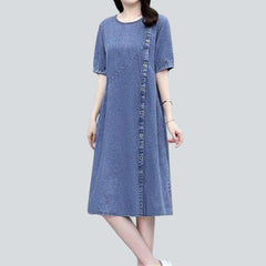 Elegant half-sleeve denim dress