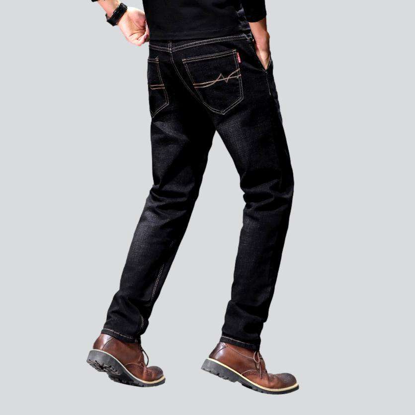 Diagonal pocket black men jeans