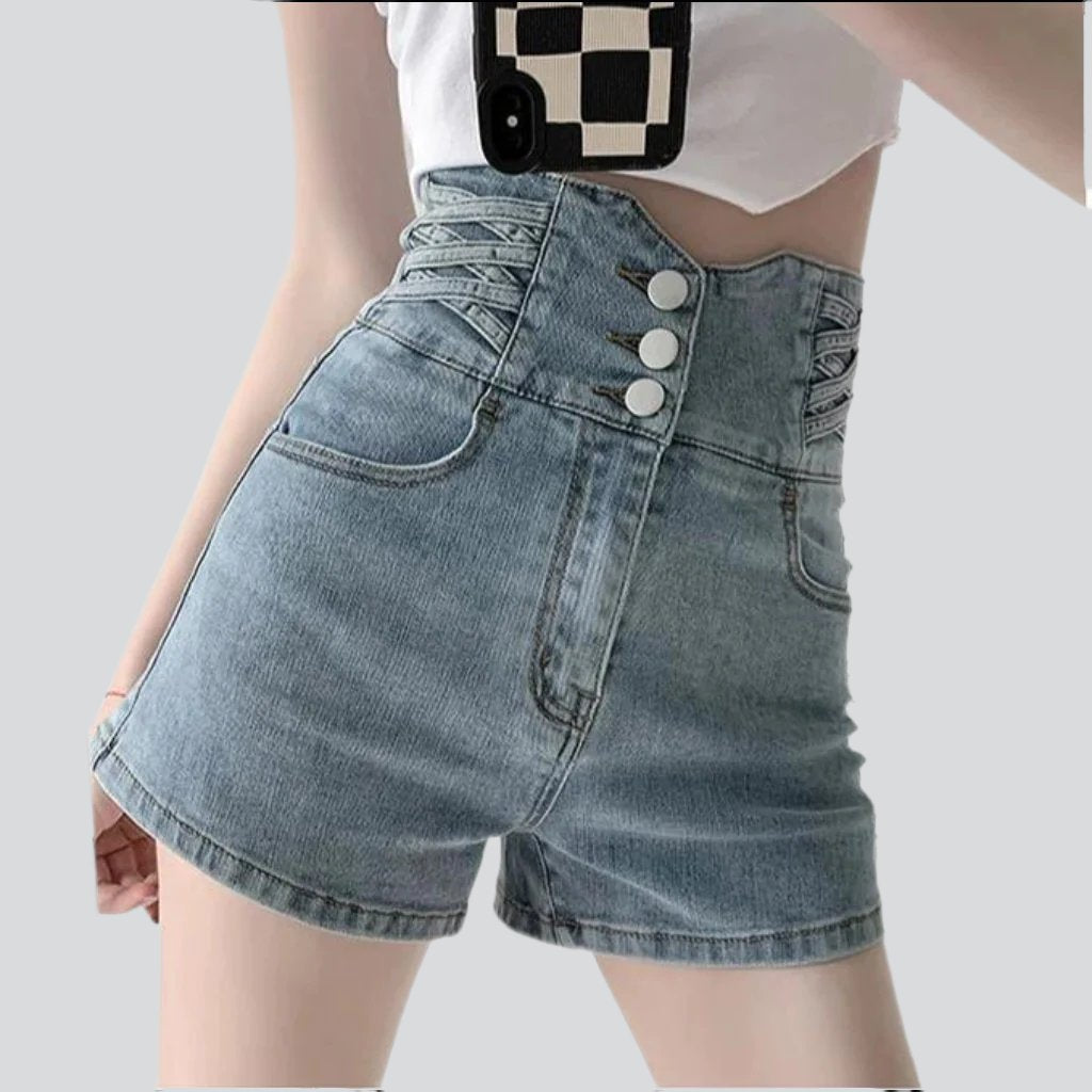 Ultra-high-rise denim shorts